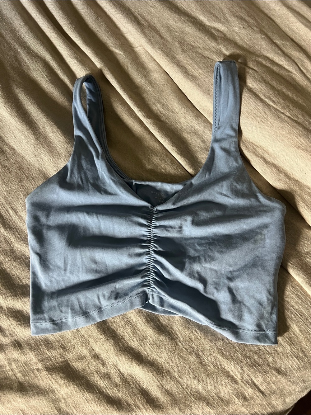 aerie Sky Blue Gathered-Front Crop Tank